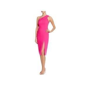 JAY GODFREY Sloan One Shoulder Bright Fuchsia Midi Dress Womens Size 4
